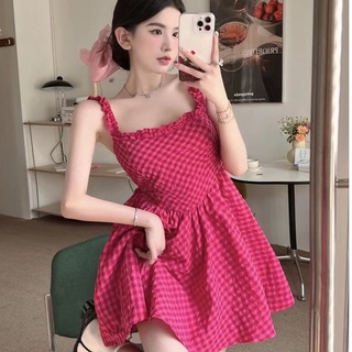  Đầm Babydoll Tay Phồng Thắt Nơ Họa Tiết Sọc Caro Phong Cách Hàn Quốc Ngọt Ngào Cho Bé Gái