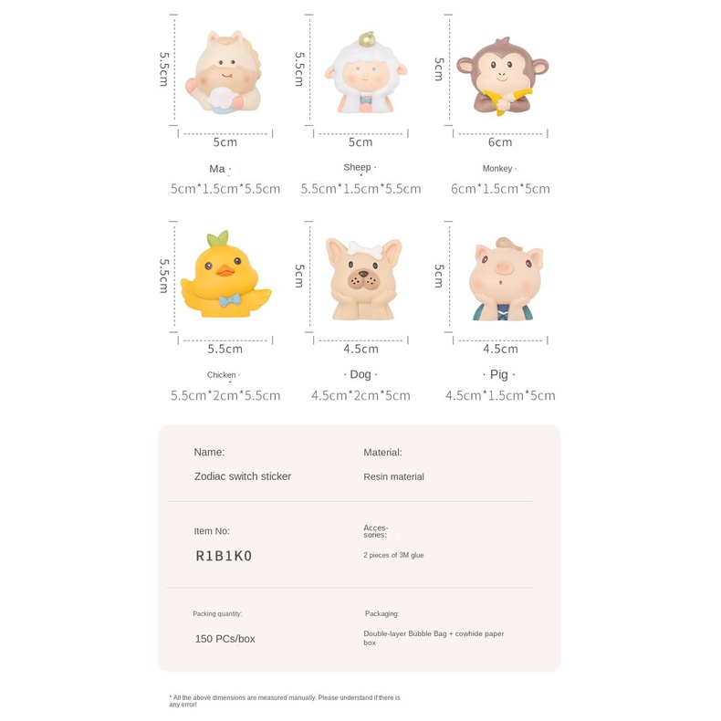 Miếng Dán Trang Trí Công Tắc Hình Động Vật Hoạt Hình 3D Bằng Nhựa Resin