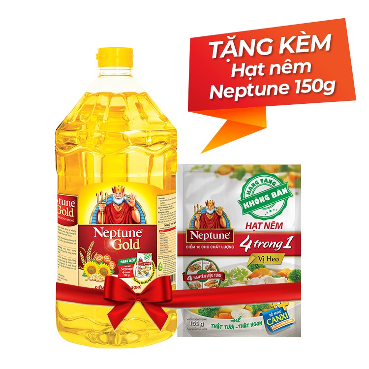 [Combo mua dầu ăn tặng hạt nêm] Dầu ăn thượng hạng Neptune Gold 2L được tặng 1 gói Hạt Nêm 4 trong 1 - Vị Heo 150g