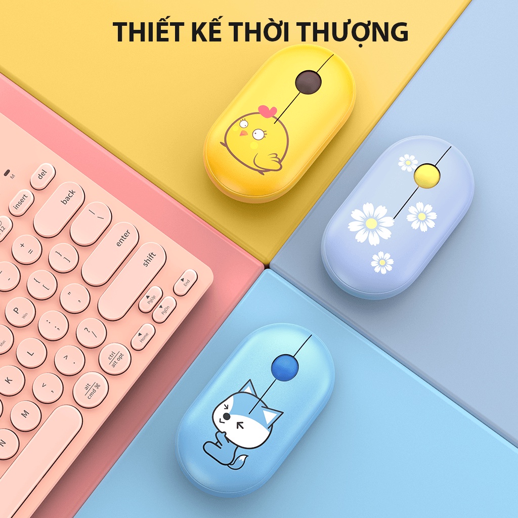 CHUỘT TĨNH ÂM KHÔNG DÂY CHÍNH HÃNG VIVAN M230 HỌA TIẾT HOẠT HÌNH DỄ THƯƠNG TRẺ TRUNG ĐỘ PHÂN GIẢI 1600 DPI