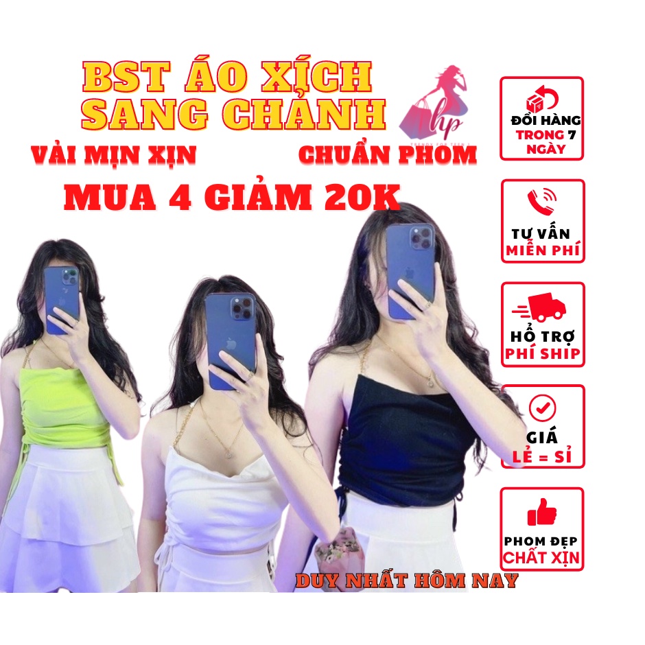 Áo hai dây nữ croptop đẹp ôm body rút eo phối xích cực dễ thương mẫu mới thời trang 2021 phong cách hàn-A24