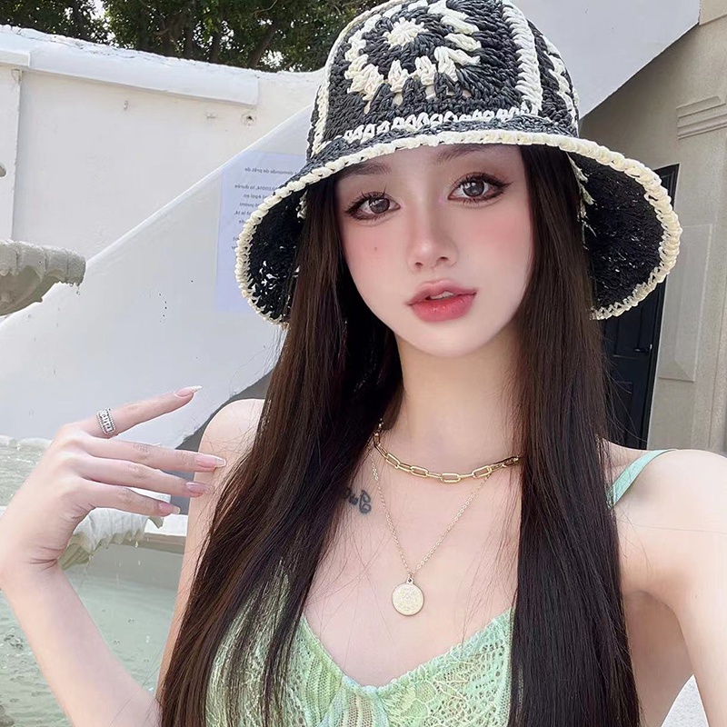 Nón Vành Đan Cói Họa Tiết Hoa Thời Trang Mùa Hè Cho Nữ