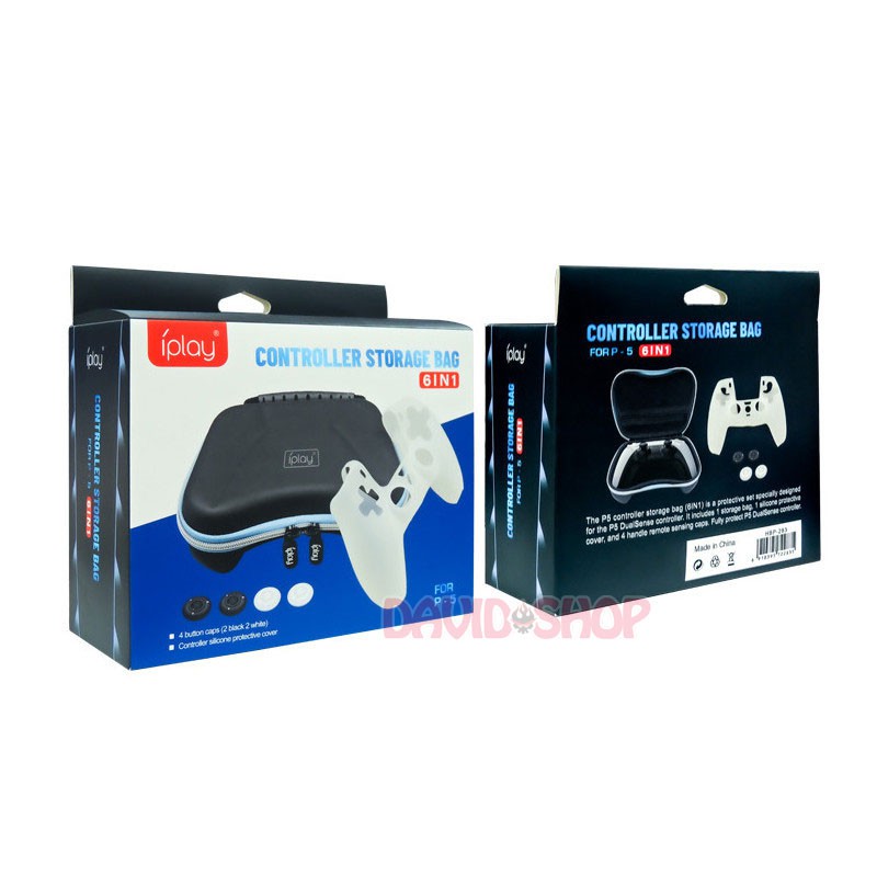 Combo túi chống sốc + case cao su trắng + núm bọc cho tay cầm DualSense - PlayStation 5 (HBP-283)