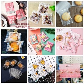 (Set 100 | 7*10cm,nhiều mẫu) Túi đựng bánh quy hoa anh đào