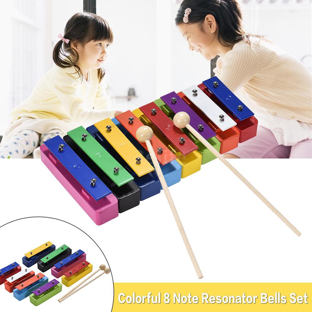 Bộ nhạc cụ gõ Glockenspiel nhiều màu 8 nốt cho bé