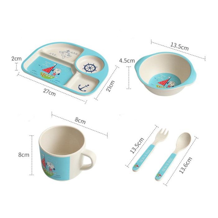 Set 5 món Bát ăn dặm sợi tre Bamboo cao cấp