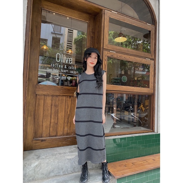 Váy tanktop maxi kẻ ngang