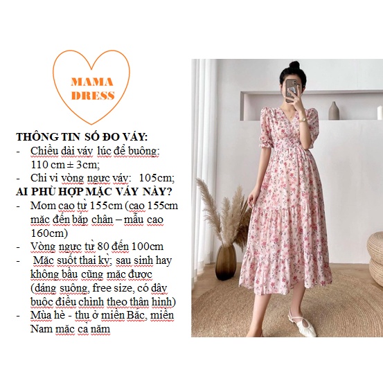 Váy bầu thời trang giá rẻ - đầm bầu công sở dự tiệc BABYDOLL hoa nhí thiết kế đẹp FREESIZE V20