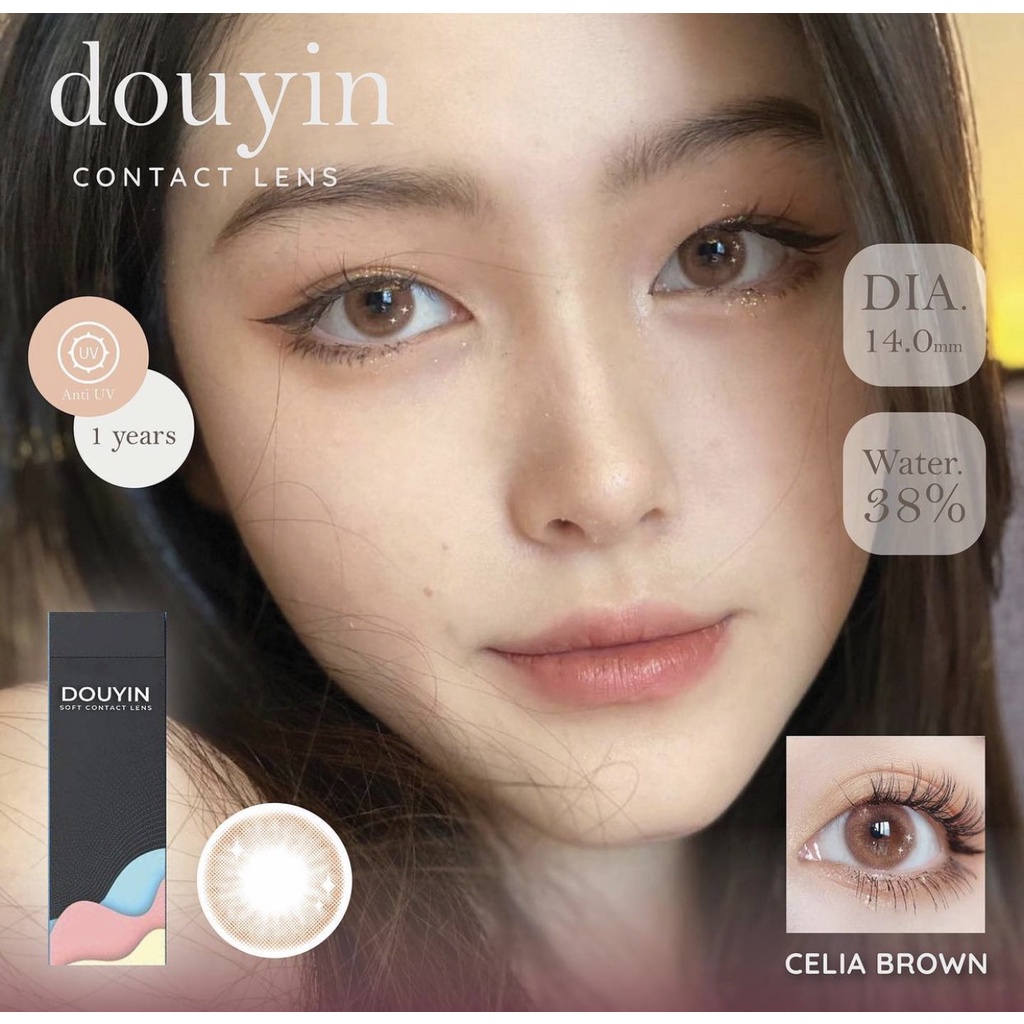 LENS KÍNH ÁP TRÒNG NỘI ĐỊA TRUNG MÀU NÂU MIX ÁNH SAO CELIA BROWN DOUYIN.CONTACTLENS X LENSMBD.