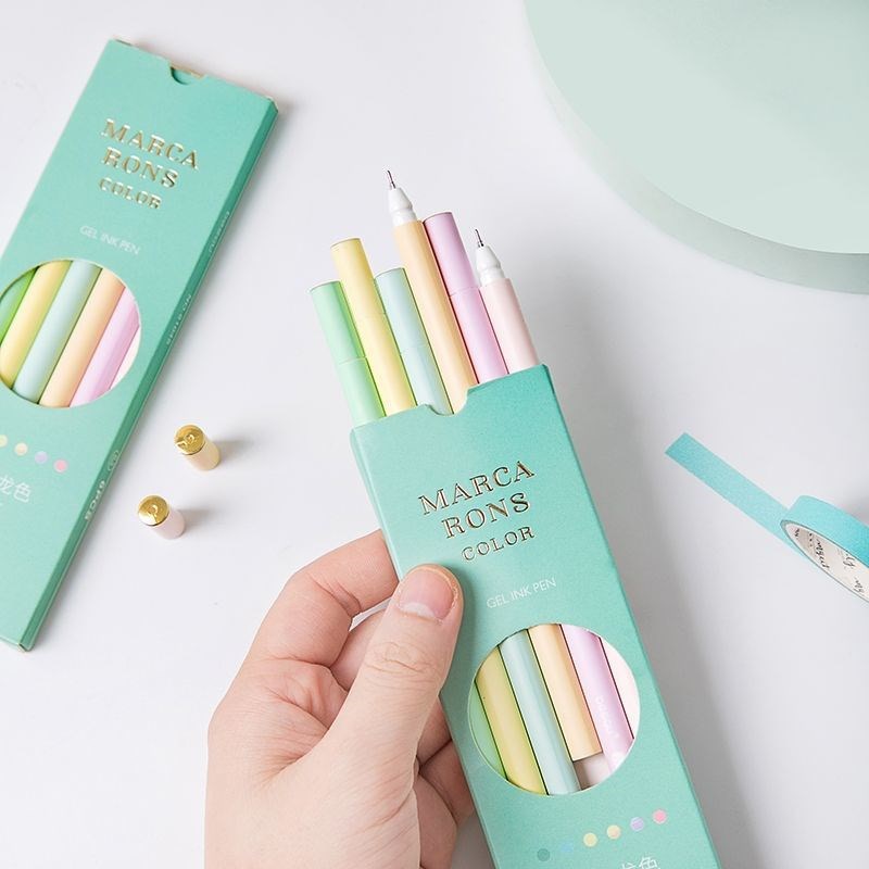 Bộ 6 Bút Mực Gel Ngòi 0.5mm Màu Macaron Đáng Yêu