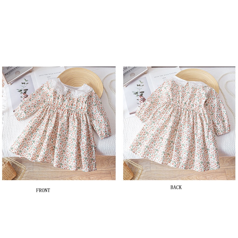 Đầm Tay Dài In Hoa Cho Bé Gái Từ 1-10 Tuổi