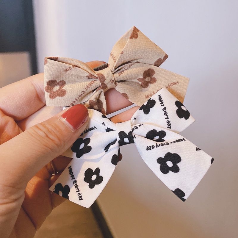 Kẹp Tóc Nơ In Họa Tiết Hoa Phong Cách Hàn Quốc Thời Trang Xinh Xắn Cho Bé Gái