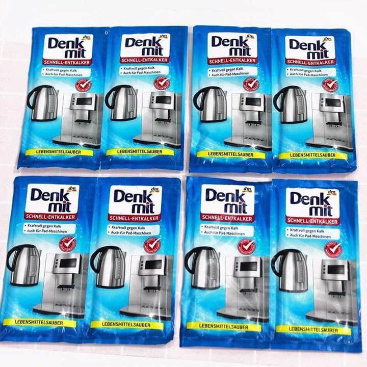 Set 2 gói bột tẩy cặn canxi ấm siêu tốc, bình giữ nhiệt, máy pha cà phê Denkmit
