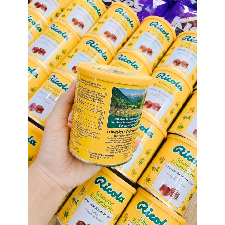 Kẹo ngậm thảo mộc Ricola không đường giảm ho, đau họng của Đức