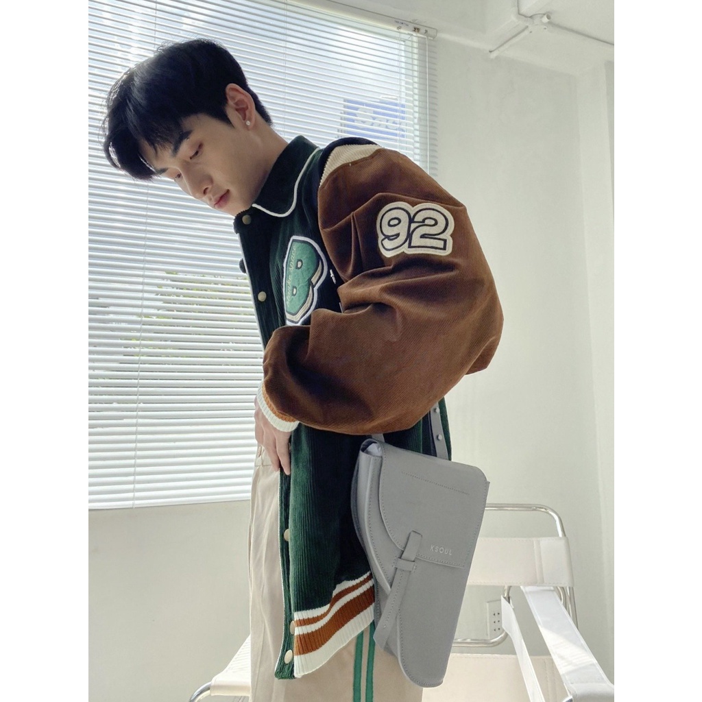 KSOUL Túi Đeo Chéo Gun Cross Bag Màu Xám Da PU