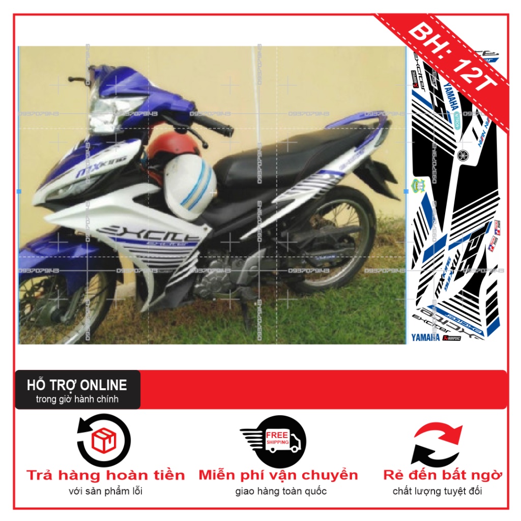 TEM RỜI EX 2011 SỌC TRẮNG XANH -- SHIN DECAL 2