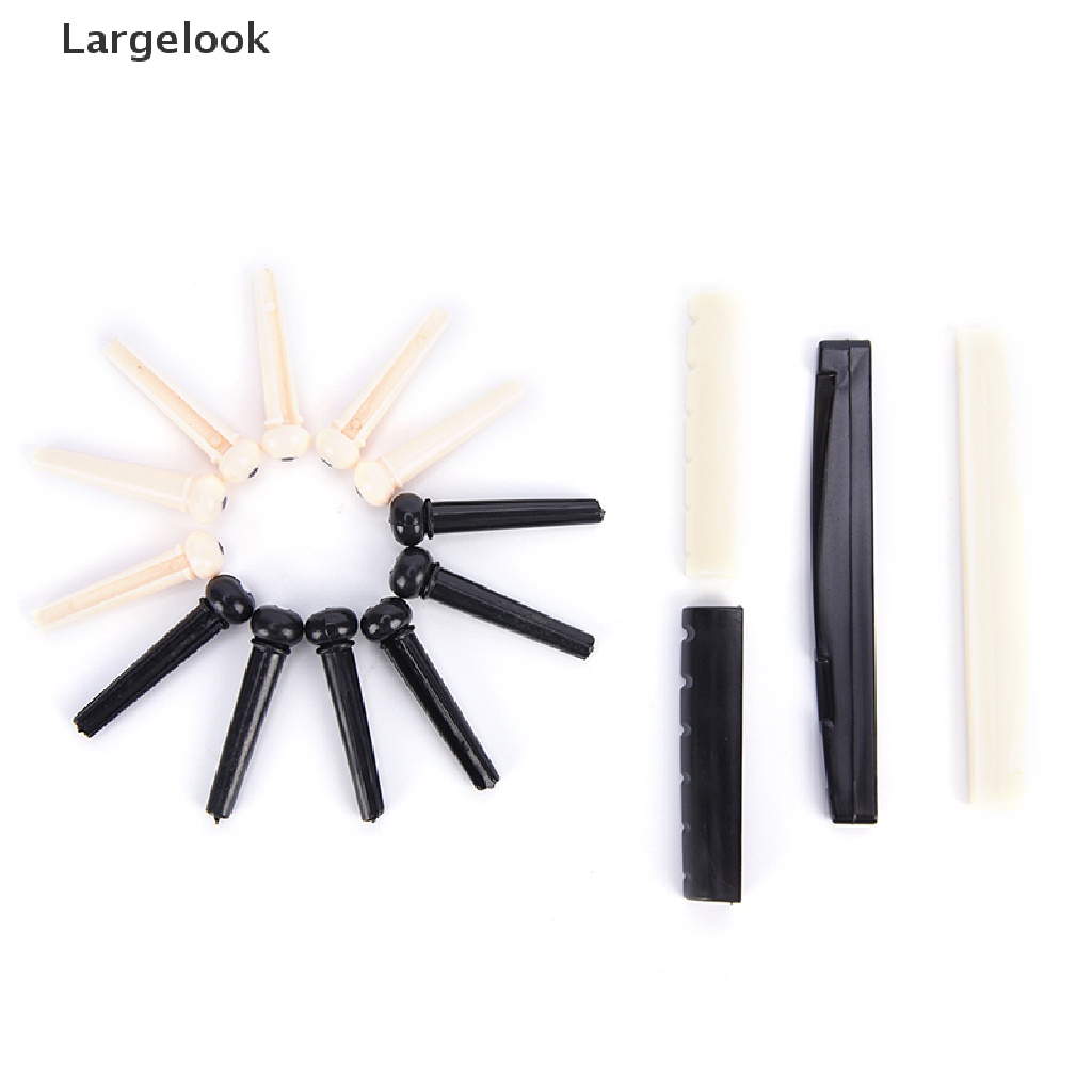 Bộ khung xương đàn + cầu đàn 6 chốt lớn màu trắng/đen cho đàn guitar acoustic