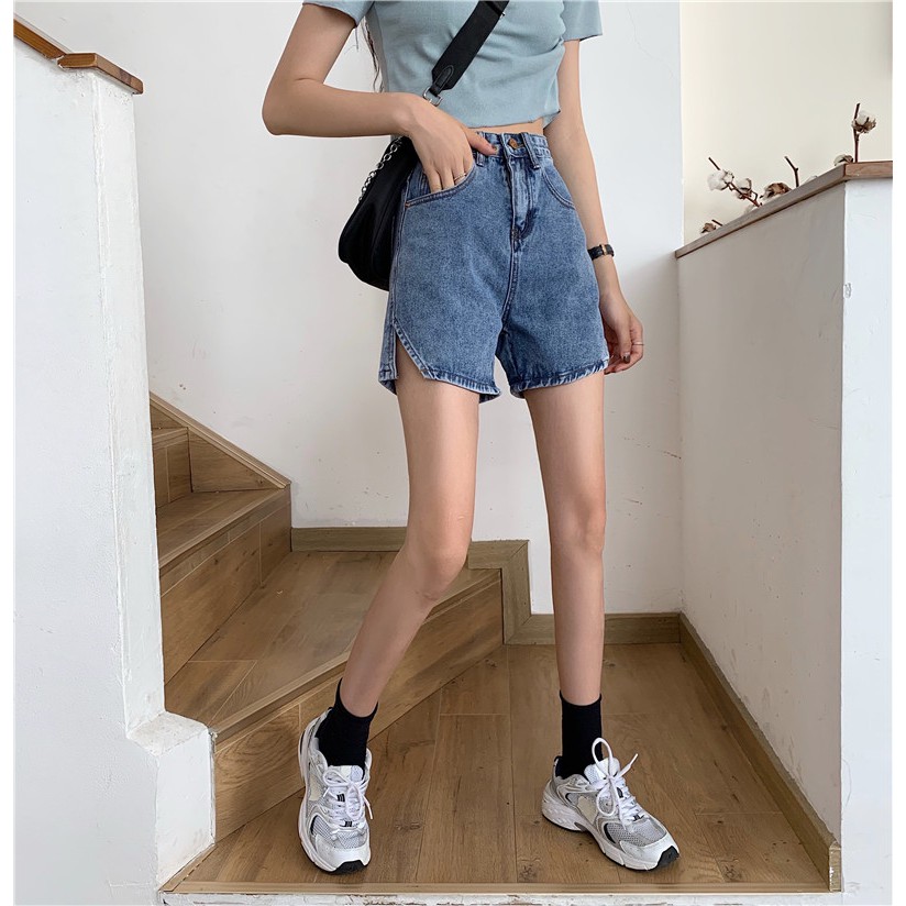 Quần Short Denim Lưng Cao Phong Cách Hàn Quốc Dành Cho Nữ