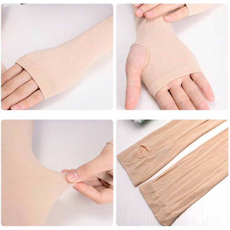 Bộ 2 cái - Găng tay chống nắng, ngăn chống tia uv với chất liệu thun cotton co dãn 4 chiều mềm mịn