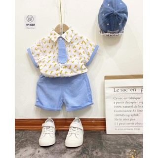 Set bộ công tử áo sơ mi kèm cà vạt cho bé trai 10-17kg