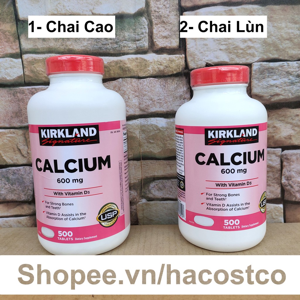 [Mẫu Mới ] Viên Uống Calcium 600mg + D3 Của Kirkland 500 viên Canxi Kirkland