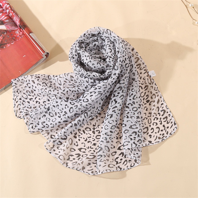 Khăn choàng cổ họa tiết da báo chất liệu chiffon mềm mại thời trang cho nữ