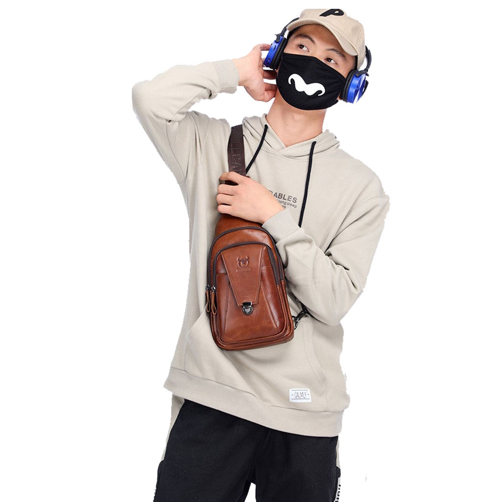 Túi đeo chéo nam da bò thật cao cấp mini phong cách thời trang trẻ sang trọng dùng đi học đi chơi giá rẻ CS02