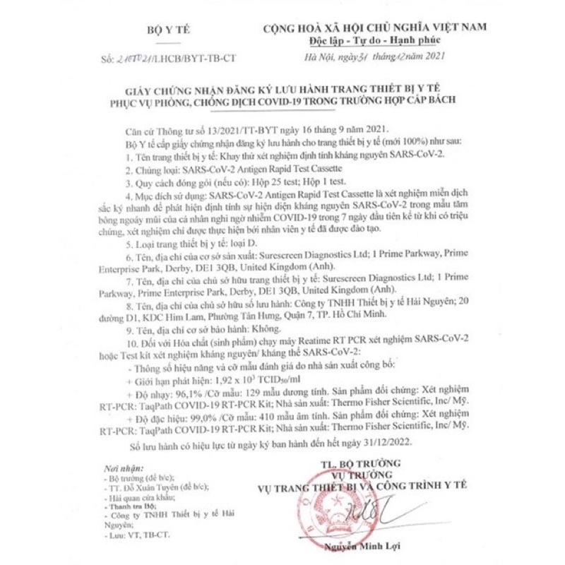 Kit test Covid bằng nước bọt tại nhà