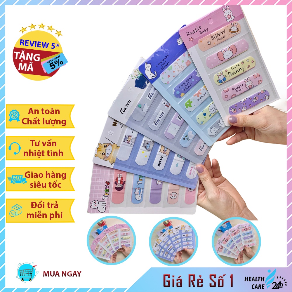 Băng Cá Nhân Urgo Họa Tiết Dễ Thương, Băng Dán Cá Nhân 1 Set 5 Miếng Nhiều Hình Ngộ Nghĩnh M102