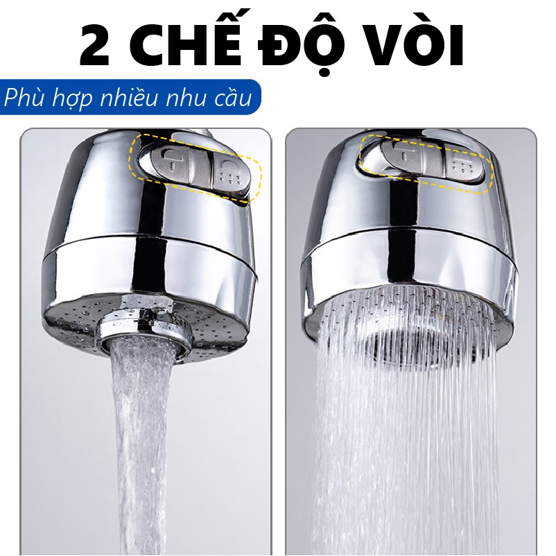 Đầu vòi bát tăng áp xoay 360 độ sử dụng 2 chế độ nước, lắp được mọi loại vòi - AZ Store