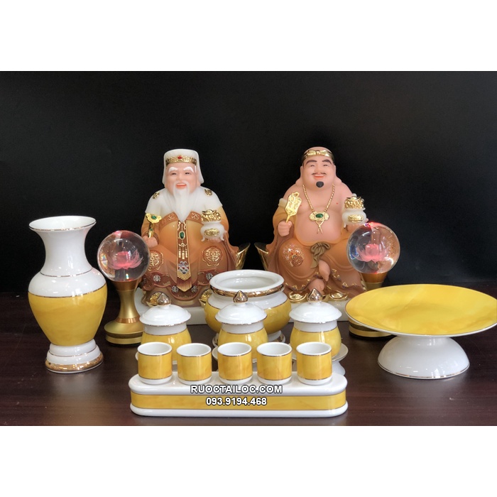 Bộ Sứ Thờ Cúng Phật Gia Tiên Vân Đá Vàng Cao Cấp