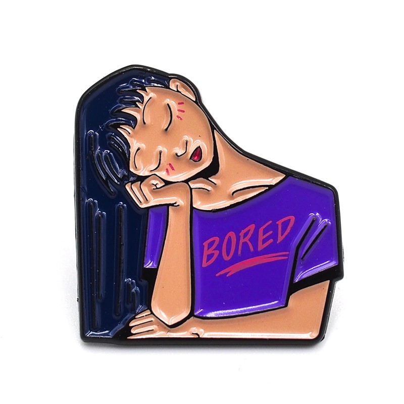 Ghim cài áo Enamel Pin Sticker Factory - Chủ đề Cô gái áo tím BORED 2.5x2.5cm