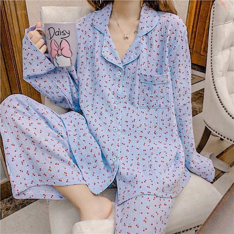 BỘ PIJAMA CHẤT ĐŨI XÔ HOẠ TIẾT CHERRY - bộ ngủ dễ thương hàng thiết kế | BigBuy360 - bigbuy360.vn