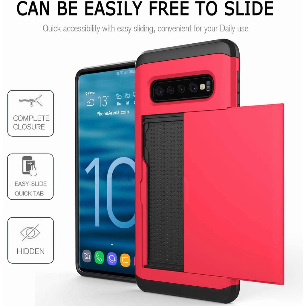 Ốp Điện Thoại Silicone Cứng Siêu Mỏng Chống Sốc Có Ngăn Đựng Thẻ Cho Samsung Galaxy S10 S9 S8 Plus