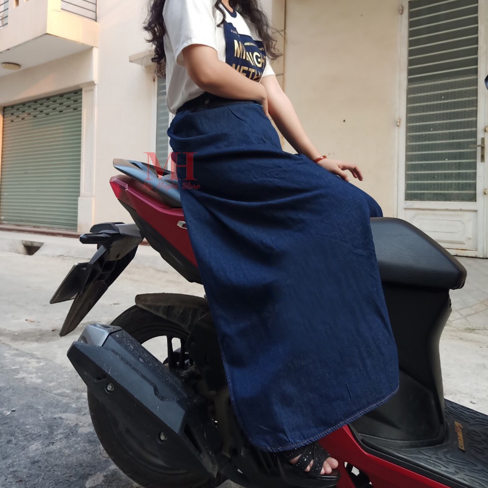[ Ảnh Tự Chụp ] Váy Chống Nắng Dạng Quần Jean Trơn Cao Cấp Có Chân Váy Dài Và Nút Bấm Bên Hông Rất Tiện Lợi | BigBuy360 - bigbuy360.vn