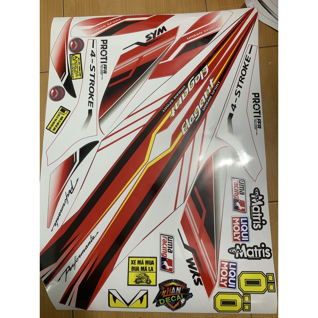 Tem xe Elegant trắng đỏ