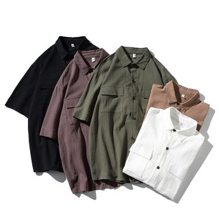 Áo Sơ Mi Cộc Tay Linen Túi Ngực Basic ROUGH - Mềm, Mịn, Mát