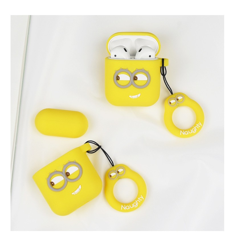 Ốp AirPods cao su Minion 3D bảo vệ tai nghe AirPods 1 | 2 kèm Móc Treo