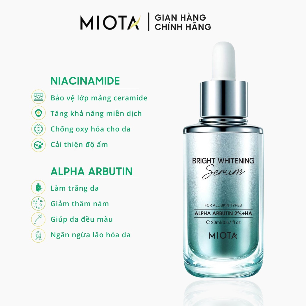 Serum Miota Bright Whitening dưỡng trắng, làm mịn da 10ml