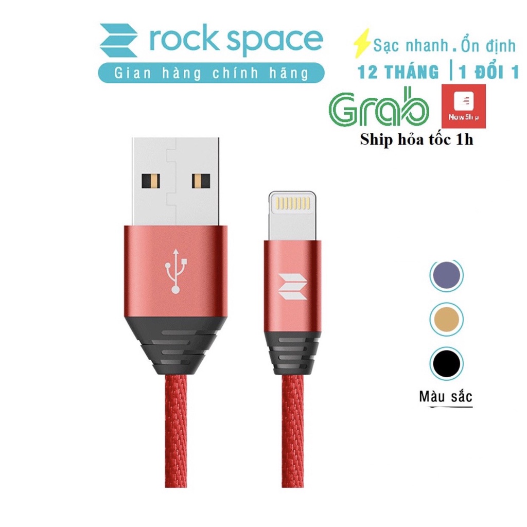 Dây sạc nhanh iPhone chính hãng Rockspace M5 dây dù 1 mét ổn định không nóng máy bảo hành 1 năm 1 đổi 1 mới