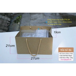 25 cái - Túi giấy kraft đựng hộp thức ăn lớn quà tặng hộp thực phẩm = Túi số 39