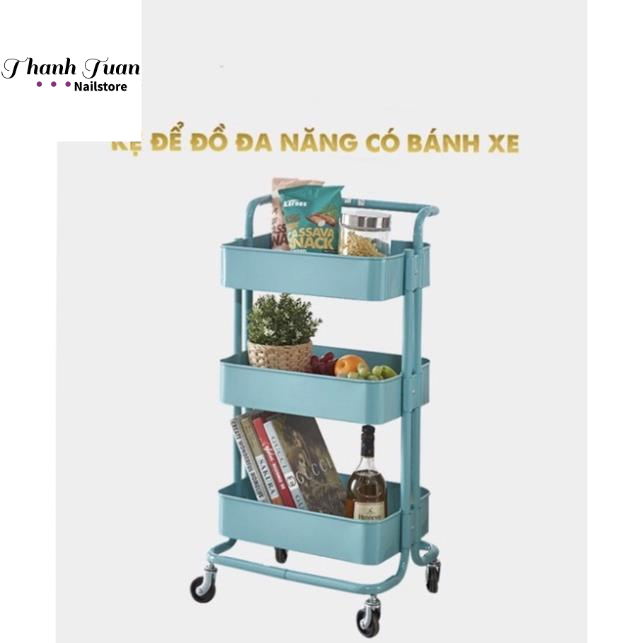 Kệ để đồ đa năng,xe đẩy 3 tầng có bánh xe - Phụ kiện đồ nail