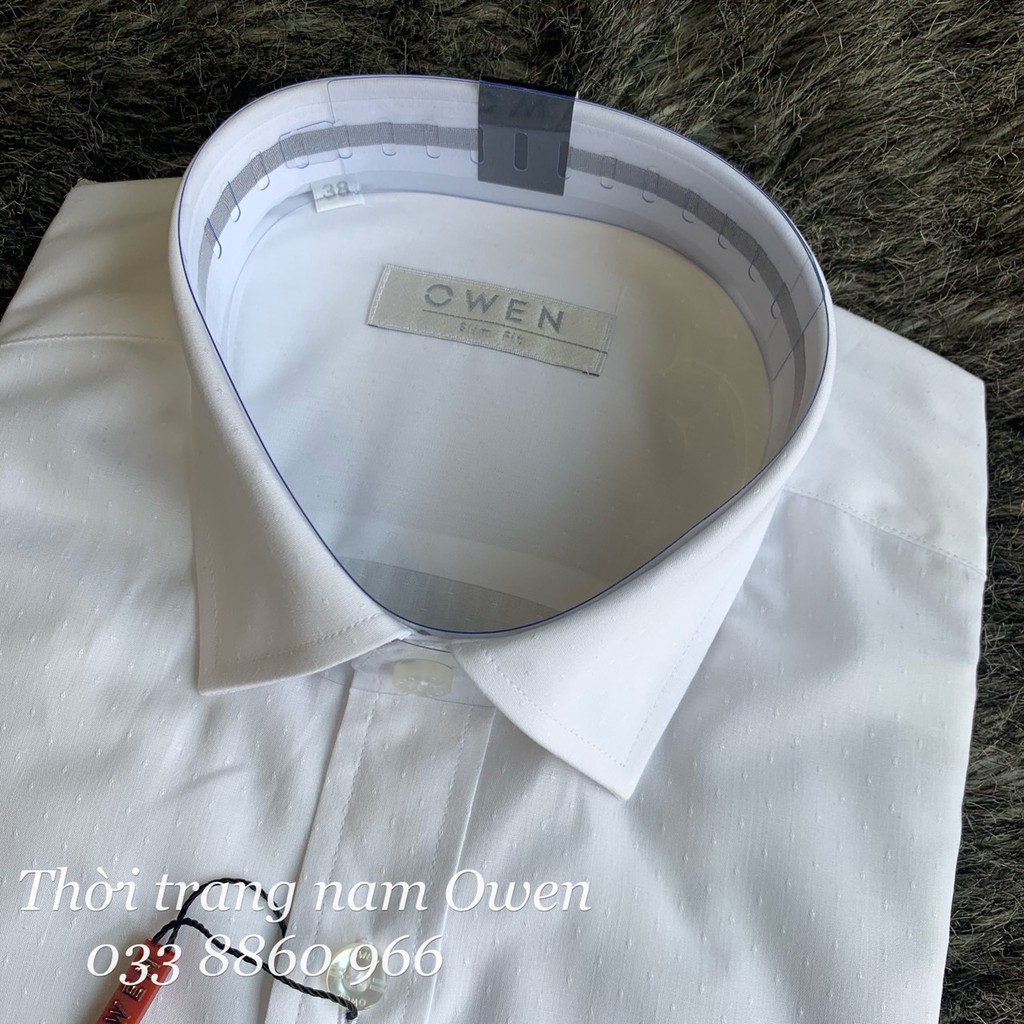OWEN - Áo sơ mi dài tay Owen SLIMFIT màu trắng in vân  AS 90017 - áo sơ mi trắng