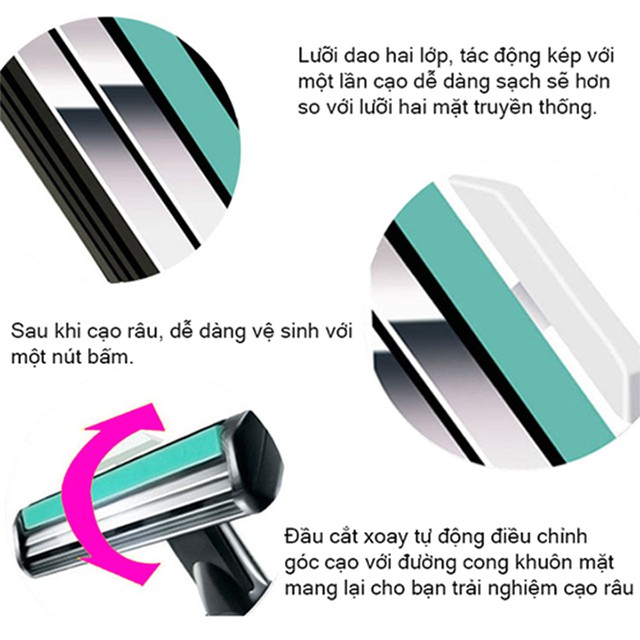 Dao cạo râu combo 36 lưỡi kép, 1 thân dao, 1 tuýp bọt