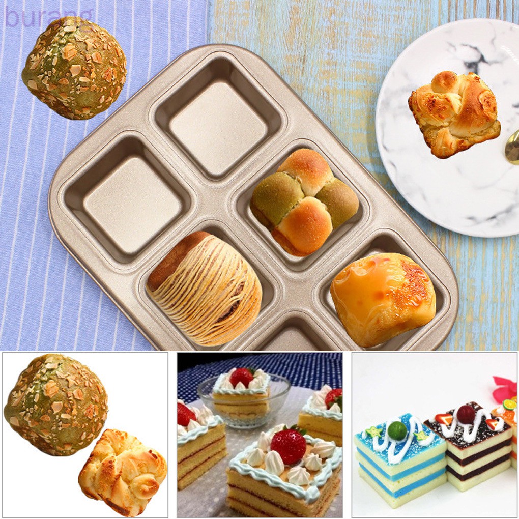 Khay nướng bánh chống dính 6 ngăn bằng thép cacbon tiện lợi