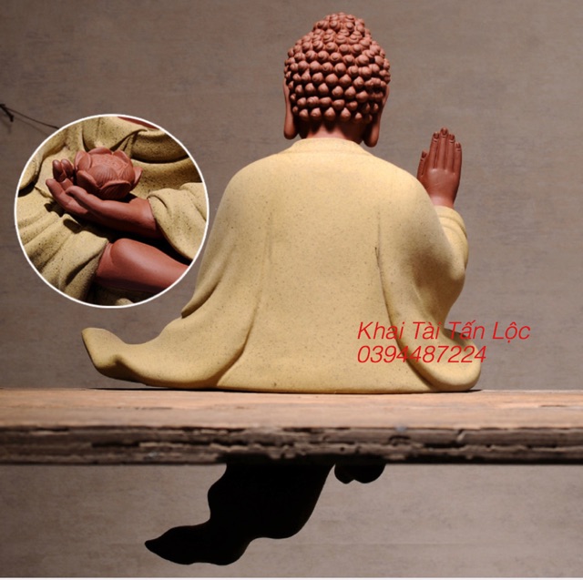 Tượng Phật A Di Đà gốm tử sa cao 30 cm hàng cao cấp