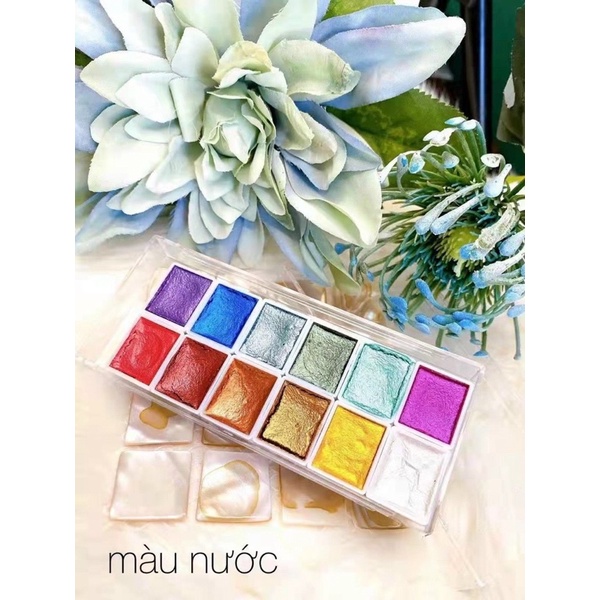 Set 12 Màu Nhũ Nước Ngọc Trai Làm Nail
