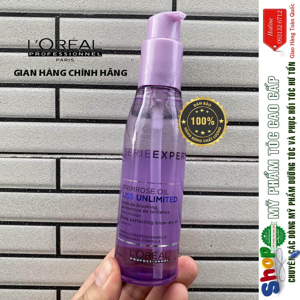 [L'oreal-chính hãng] Tinh dầu dưỡng bóng chống nhiệt khi sấy tóc SerieExpert Liss Unlimited Oil L'oreal 125ml