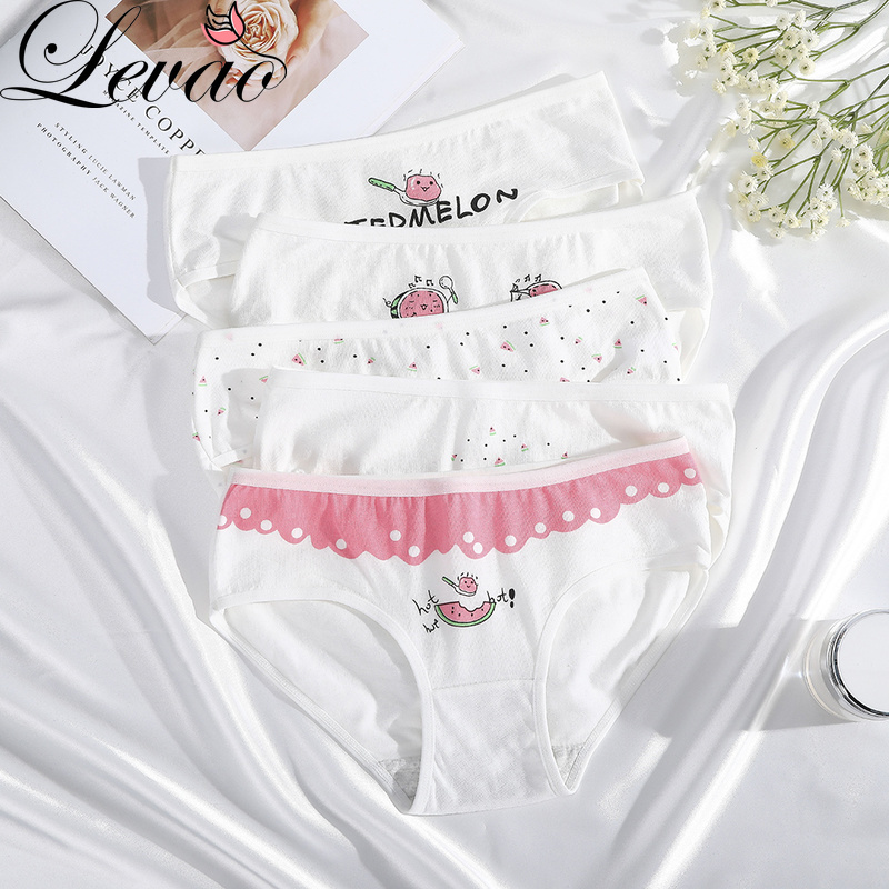 Quần Lót Cotton Levao Lưng Thấp In Hình Trái Cây Dễ Thương Cho Nữ