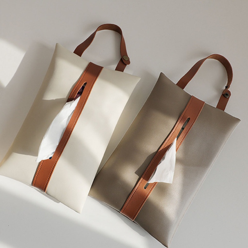 Hộp Đựng Khăn Giấy Bằng Da PU Treo Xe Hơi Tiện Dụng